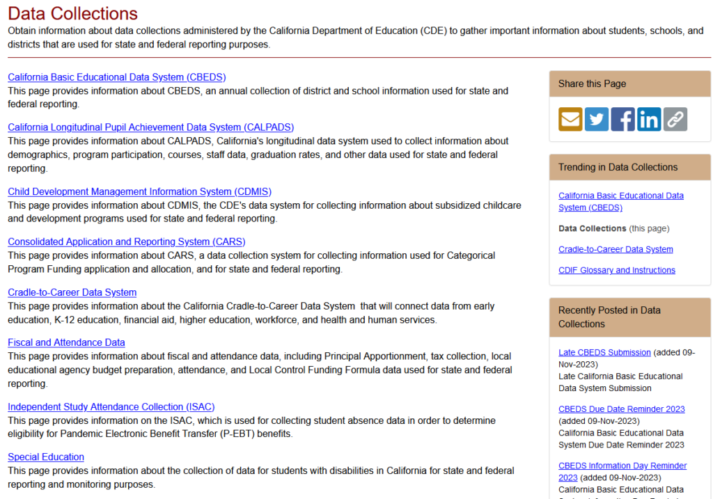 California Department of Education website